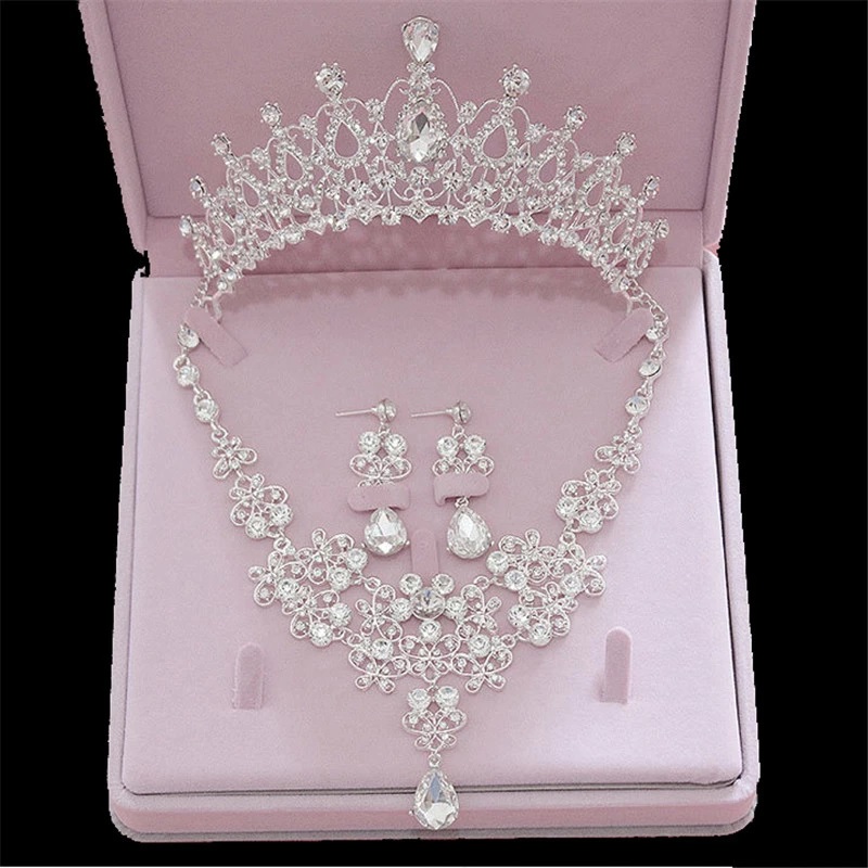 Prom Pageant Wedding Crowns/Necklaces/Earrings sets