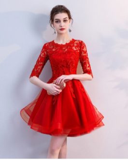 Sexy Lace Appliques Cap Sleeves Short Wedding Dress