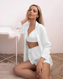 Sexy Loose Long Sleeve Solid Robe Sets