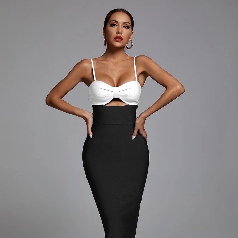 Sexy Spaghetti Strap Hollow Club Bodycon Bandage Dress