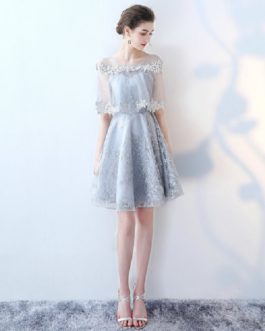 Short Simple Embroidery Prom Party Dress