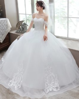 Strapless Appliques Pearls Fashion Bride Wedding Dress