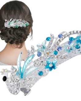 Trendy Peacock Barrettes Crystal Flower Hair Accessories