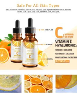 Vitamin C serum With Hyaluronic Acid Suitable For Anit Ageing Wrinkle Face Care Moisturizing Skin Stock solution