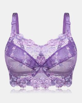 Floral Embroidery Lace Full Cup Breathable Push Up Bra