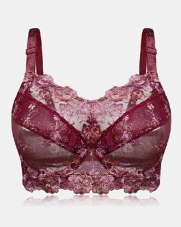 Floral Embroidery Lace Full Cup Breathable Push Up Bra