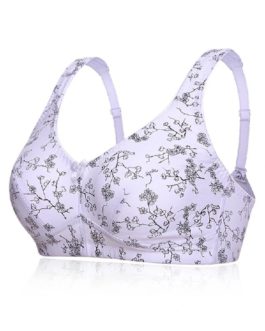 Plus Size Floral Printed Wireless Full Coverage Comfy Bra