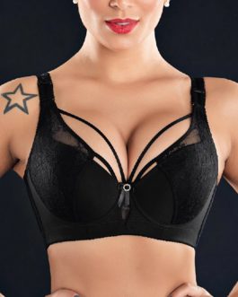 Plus Size Lace Criss Cross Full Coverage Gather Adjustable Bra