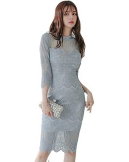 Sexy Hollow Out Bodycon Elegant Lace Pencil Dress