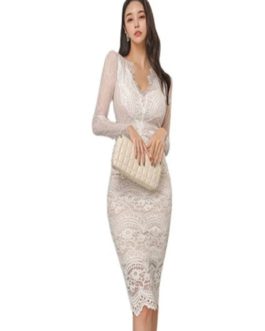 Sexy Lace Patchwork Pencil Bodycon Dress