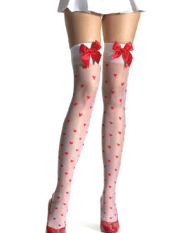 Sheer Stocking Hearts Pattern Bow Nylon Socks
