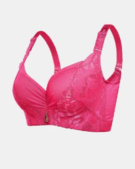 Solid Color Lace Push Up Gather Bra