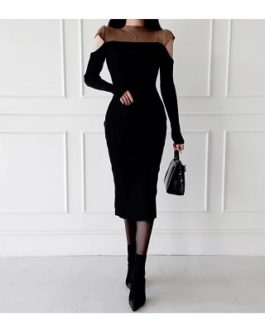 Stand Collar Bodycon Sexy Sweater Dress