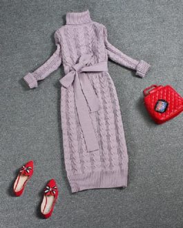 Vintage Casual Knitted Sweater Dresses