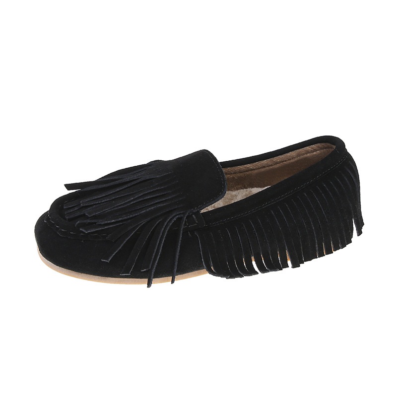 Casual Vintage Solid Color Tassel Design Upper Flat Slip On Loafers - Image 4