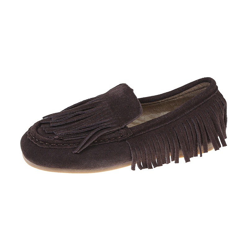 Casual Vintage Solid Color Tassel Design Upper Flat Slip On Loafers - Image 2