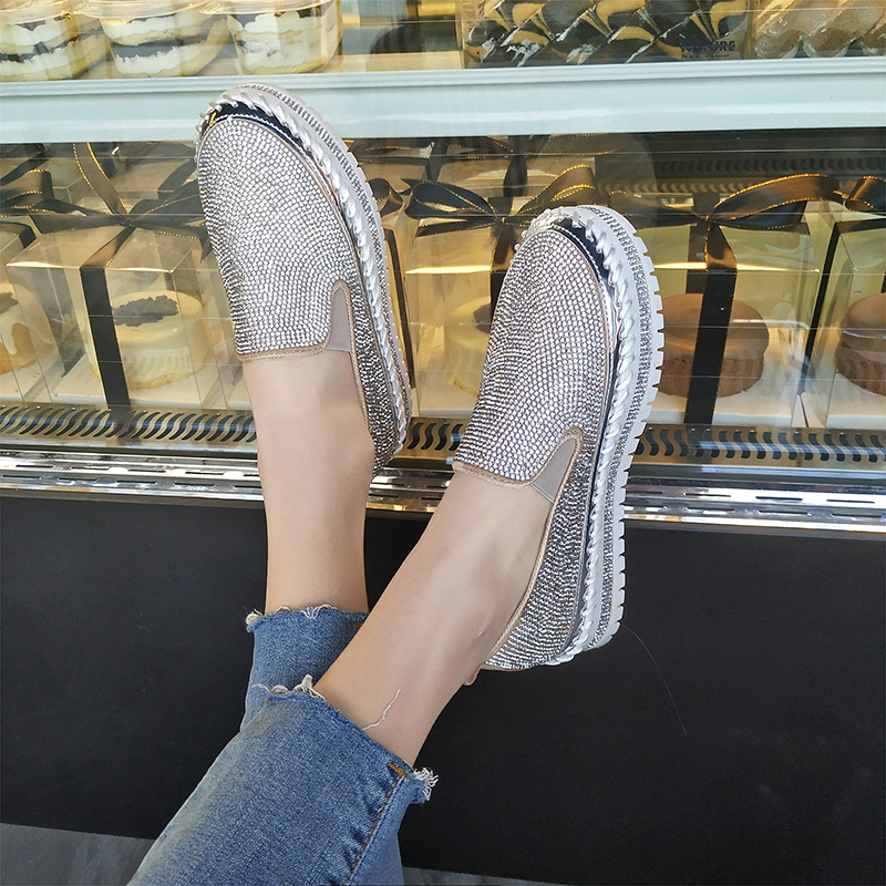 Fashion Rhinestones Thick Casual Shoes - Power Day Sale