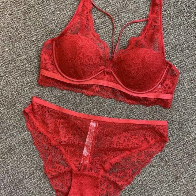 Breathable Chest Gathered Embroidery Bra And Panty Set - Power Day Sale