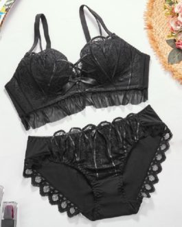Lace Embroidery Sexy French Bra Underwear Set
