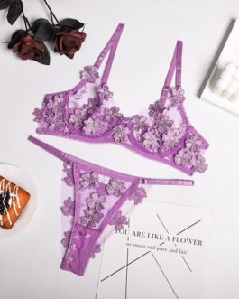 Sexy Flower Embroidery Lace Underwire Sets