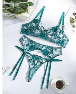 Sexy Lace Transparent Erotic Lingerie 3 Pieces