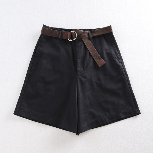 Casual Thin Solid Wide Leg High Waist Short Pants - Power Day Sale