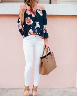 Off Shoulder Cropped Casual Blouse
