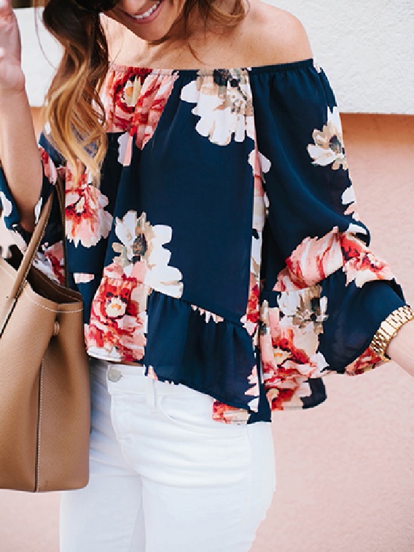 Off Shoulder Cropped Casual Blouse