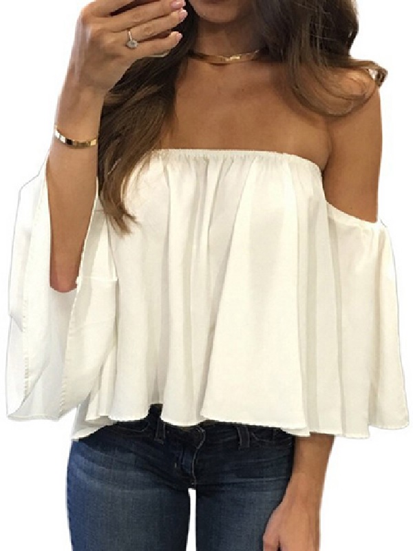 Off Shoulder Drape Casual Pullover Blouse - Power Day Sale