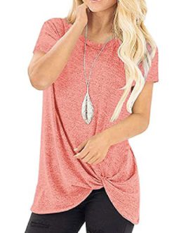 Short Sleeves Round Neck Knotted Top