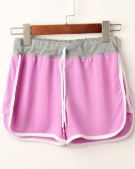 Solid Patchwork Elastic Skinny Fitness Shorts