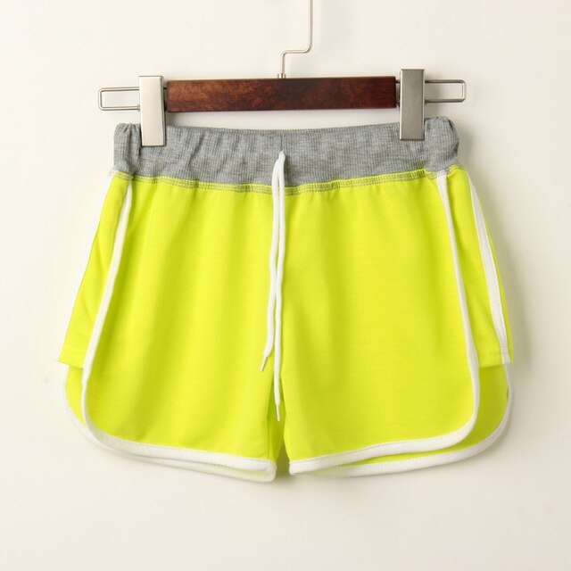 Solid Patchwork Elastic Skinny Fitness Shorts