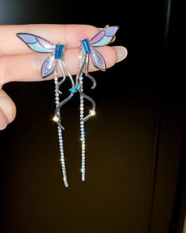 Tassel Zircon Crystal Butterfly Pearl Party Earrings