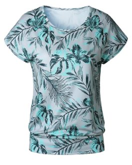 Tropical Print with Fitted Waistband Blouse