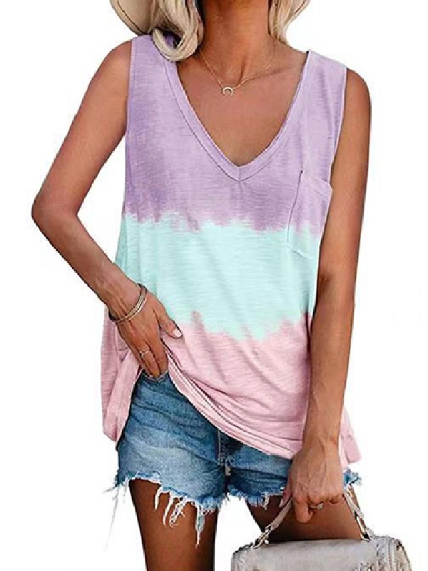 V Neckline  Sleeveless  Tank Top