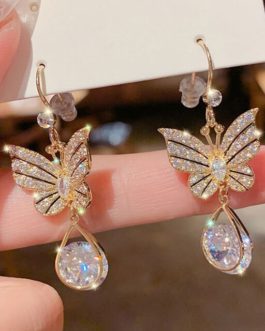 Butterfly Pearl Drop Wedding Party Earrings