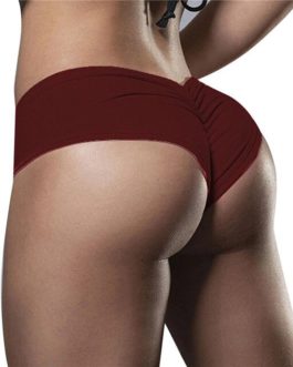 Solid Color Stretchy Sexy Lift Hip Panties Slit Shorts