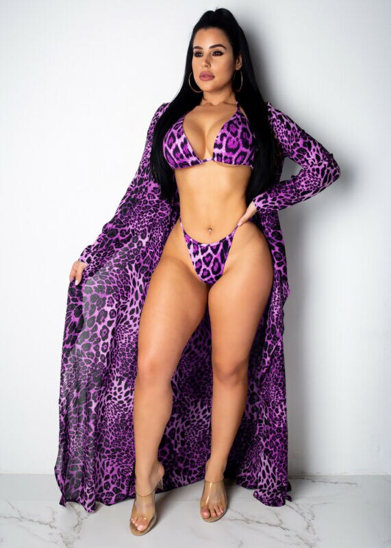 Leopard Print Beach Wear Bikini Set