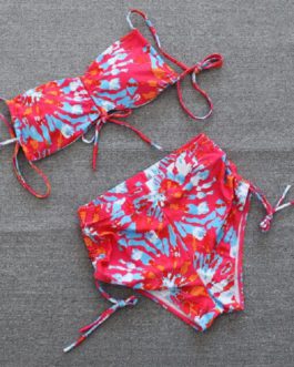 Neck-Hanging Backless Off-Shoulder Sleeveless Bikini Sets Bathing Suit