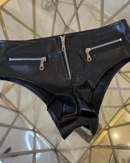 Pu Patent Leather Elastic Super Shorts