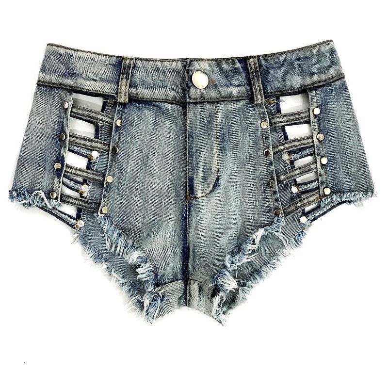 Sexy High Waist Hollow Out Denim Jeans Shorts - Power Day Sale