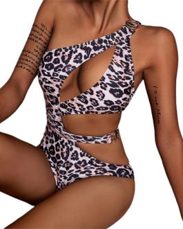 Sexy Hollow out Leopard Suit Beachwear