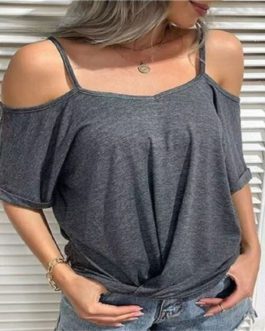 Sexy Off Shoulder V-Neck Casual T-Shirts