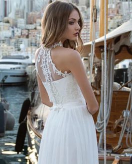 Halter Lace Appliques Wedding Dress