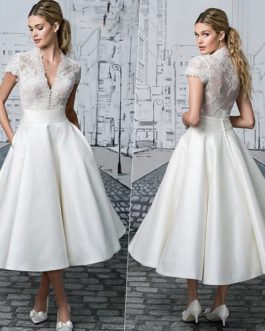 Fashion Short Sleeve  A-Line Wedding Dress