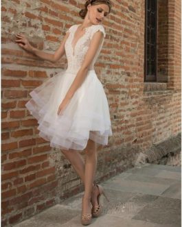 Knee Length A-line Lace  Wedding Dress