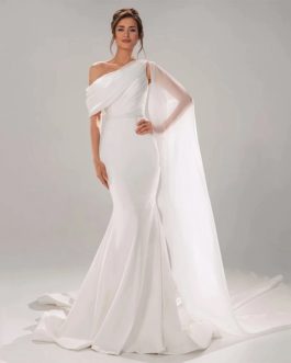 One Shoulder Bridal Dress
