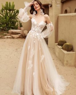 Sweetheart Sleeves Wedding Gown
