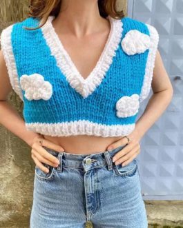 Fashion cloud  knitted vest cute sweater