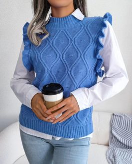 ruffle knitted  Warm fashion sweet sweater